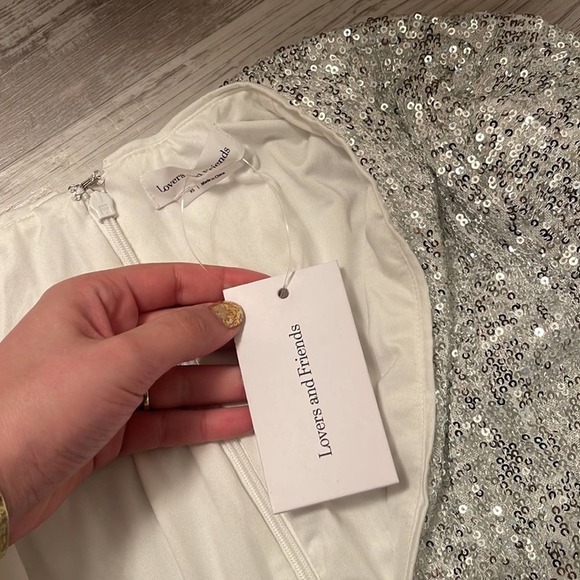 NWT Lovers and Friends Ginger Mini Dress in Silver XS - Picture 4 of 4